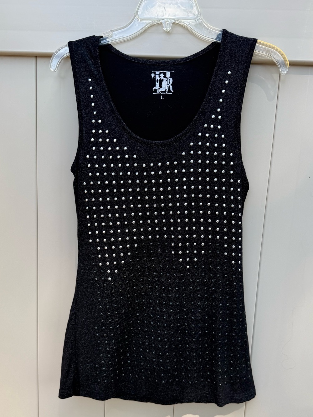 Y2K Rhinestone Tank Black Studded size large
